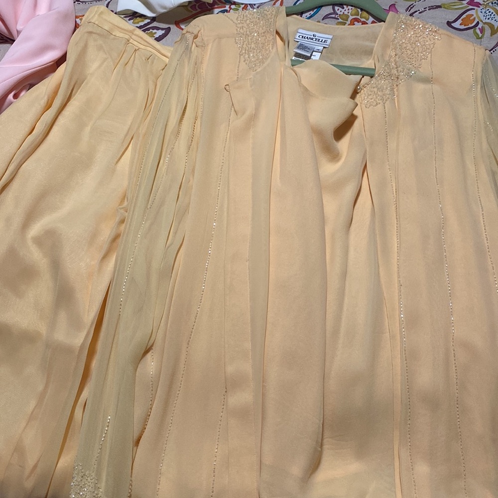 3pcs pants set Yellow sequin Set